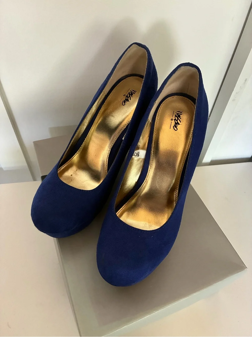Mossimo Royal Blue Suede Platform Wedge Pumps